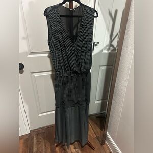 Belted Black Polka Dot Sleeveless Maxi Dress